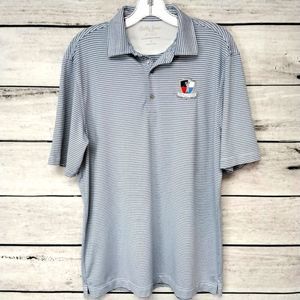 Bobby Jones X-520 Golf Polo Blue Stripe Jersey Knit " Challenge" Sz M Activewear